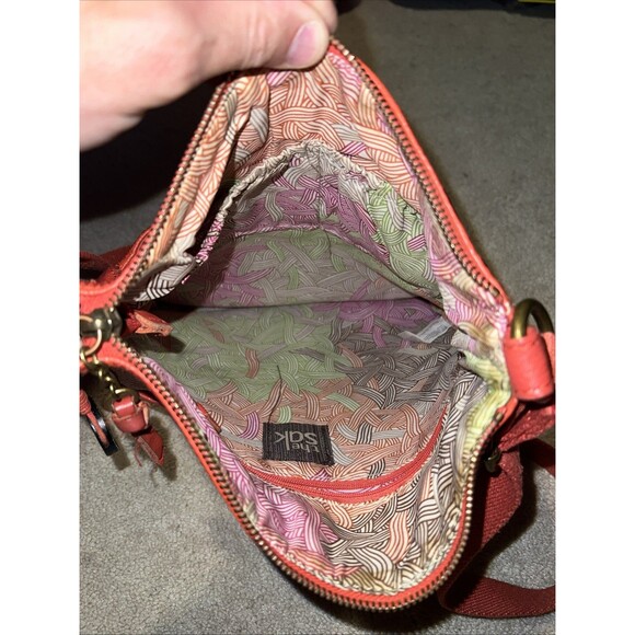 The Sak Lucia Leather Crossbody Bag 11x11 Adjustable Strap Coral - Picture 6 of 6